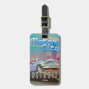 Motor City Detroit Michigan resemålning. Bagagebricka