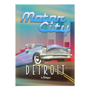Motor City Detroit Michigan resemålning. Fototryck