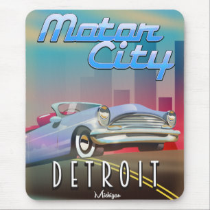 Motor City Detroit Michigan resemålning. Musmatta