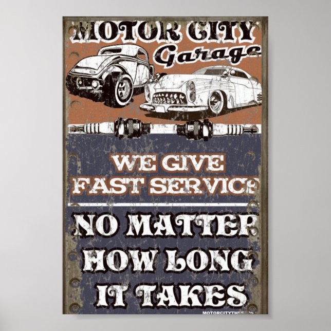 MOTOR CITY METALL SIGN POSTER (Framsidan)
