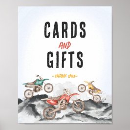 Motor Dirt Bike Shower Party Card and Gifts Sign Poster