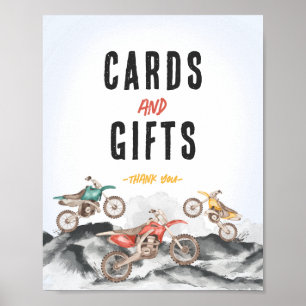Motor Dirt Bike Shower Party Card and Gifts Sign Poster