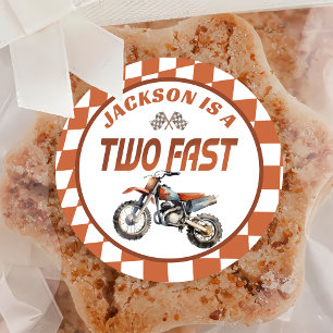 Motor Dirt Bike Två snabbköp 2:a födelsedagsetiket Runt Klistermärke