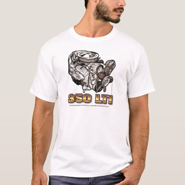 Motor för 350 LT1 Corvette Tee Shirt (Framsida)
