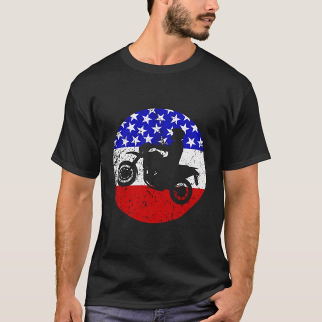 Motor Motor Sports American Flagga T Shirt (Framsida)