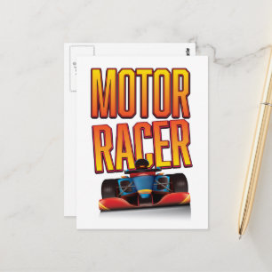 Motor racingbil vykort
