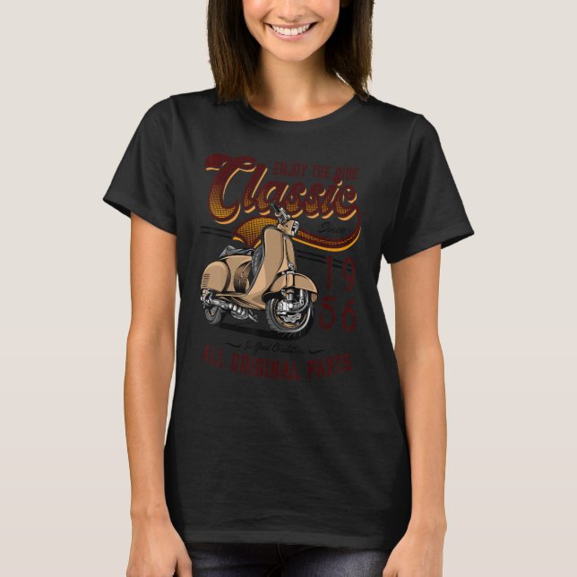 Motor Scooter Classic Moped Rider Birthday 1956 T Shirt (Framsida)
