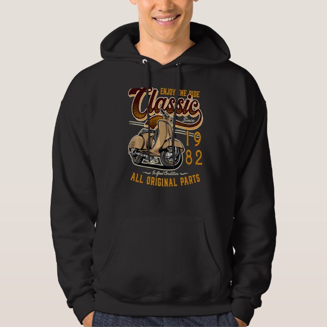 Motor Scooter Classic Moped Rider Birthday 1982 Hoodie (Framsida)