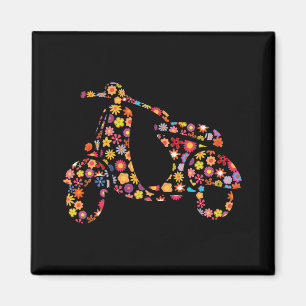 Motor Scooter Flower Mönster Magnet