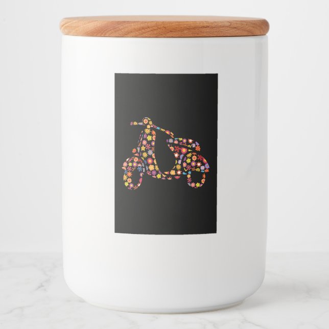 Motor Scooter Flower Mönster Mat Etikett (Framsida)