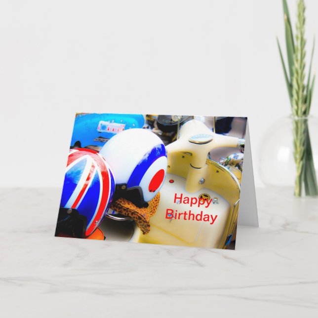 Motor Scooter Helmet Grattis på födelsedagen Card Kort (Framsida)