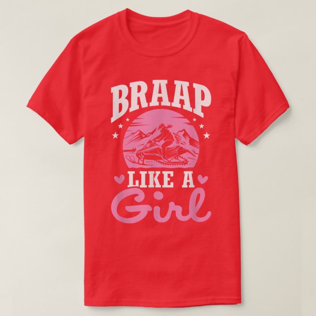 Motor Sled Snowmobil Snowmobiler Braap Girl Snowm T Shirt (Design framsida)