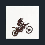 Motor X Silhouette Pappersservett<br><div class="desc">Motor X Silhouette är en originalsilhuett som illustrerar en biker utanför landsväg som deltar i motocross-idrottsverksamhet. En unik gåva med ett äventyr-idrottstema som är idealiskt för att fira denna alternativa äventyr-sport. Perfekt för motocross-entusiaster, biker, adrenalinjunkier eller de som har ett tema för motorcykelprov i sina liv och hem. OM ART...</div>