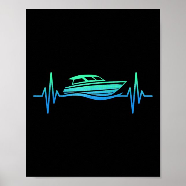 Motorbåt Hjärtklappning Motorbåtsfart Kapten  Poster (Framsidan)