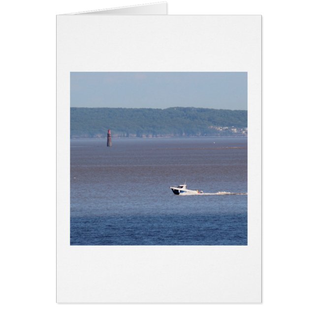 Motorbåt vid floden Severn Estuary Hälsningskort (Framsidan)