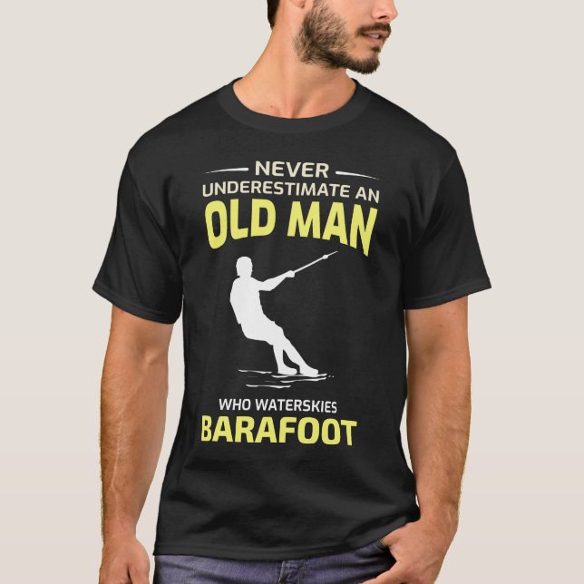 Motorbåten Barefoot skiing Vatten sport T Shirt (Framsida)