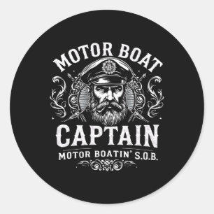 Motorbåtkapten Funny Boating Humor för Sjö Lo Runt Klistermärke
