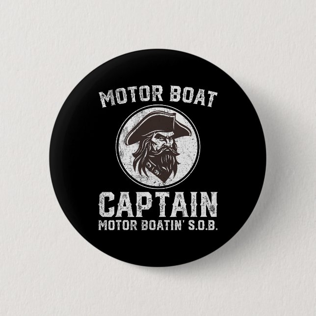 Motorbåtkapten Funny Pontoon Boating Motor Boa Knapp (Framsida)