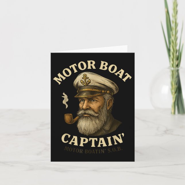 Motorbåtkapten Funny Pontoon Boating Motor Bos Kort (Framsida)