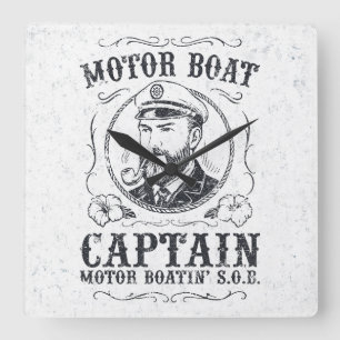 Motorbåtskapten Rolig Pontonbåtst-shirt Fyrkantig Klocka