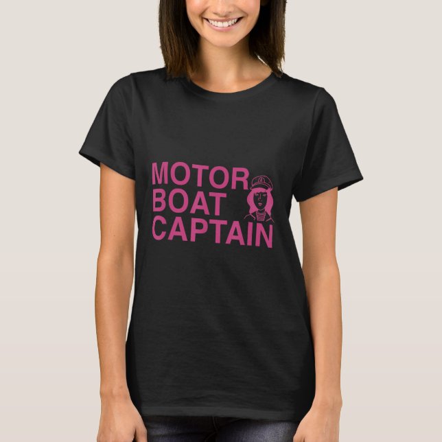 Motorbåtsmotor Båtkvinna Kapten  T Shirt (Framsida)