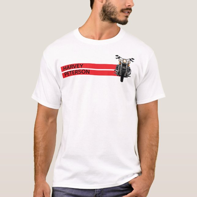 MOTORBIKE RED RAND PERSONLIG T SHIRT (Framsida)