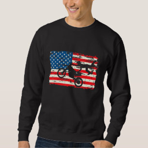 Motorcle Proud Biker America Flagga Patriotic 1 Lång Ärmad Tröja