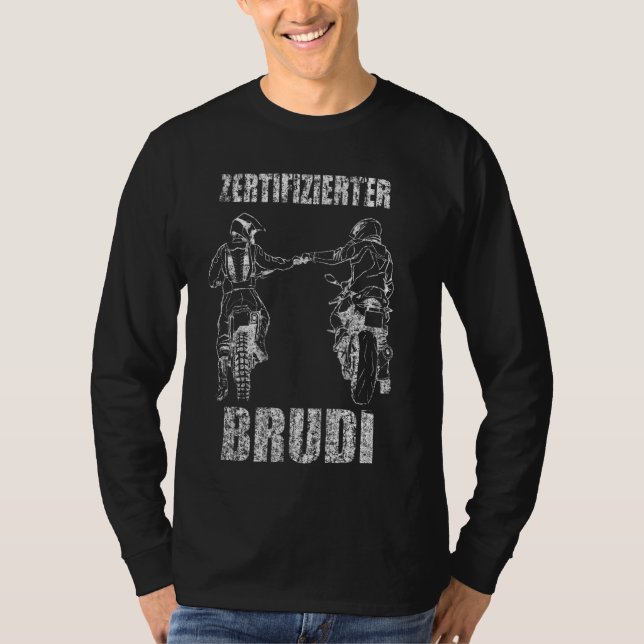 Motorcycle Biker Brudi Bro Auktoriserad Brudi Brud T Shirt (Framsida)