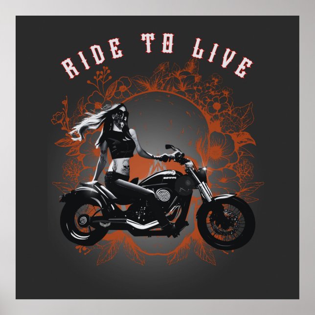 Motorcycle Biker Girl Ride to Life Poster (Framsidan)