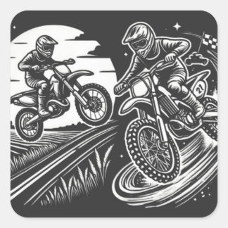 Motorcycle Biker Motocross Adventure Design Fyrkantigt Klistermärke