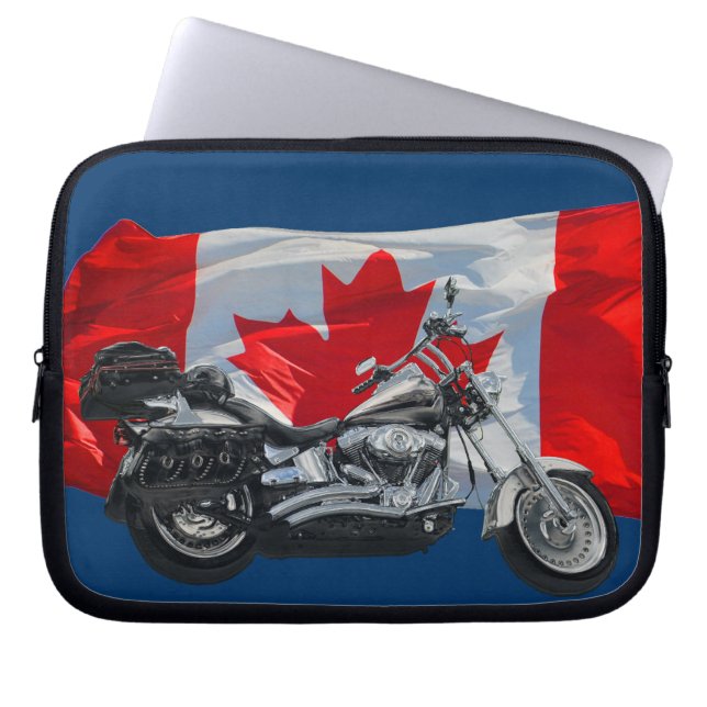 Motorcycle & Canada Flagga Patriotic Laptop sleeve (Framsidan)