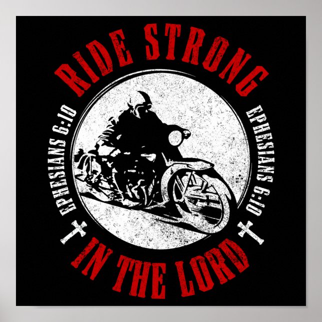 Motorcycle Christian Faith Ride Strong in the Lord Poster (Framsidan)
