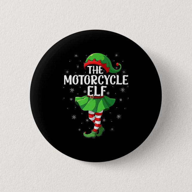 Motorcycle Elf Christmas Girls Women Elf Squad Xma Knapp (Framsida)