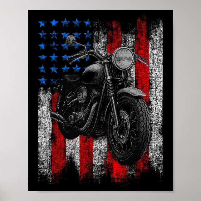 Motorcycle Graphic Manar Biker American Flagga Poster (Framsidan)