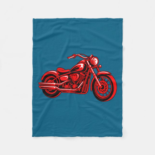 Motorcycle Heart Biker Valentines Day Rider Couple Fleecefilt (Framsidan)