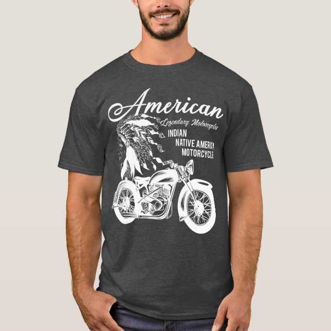 Motorcycle Indian American Native Biker Gift T Shirt (Framsida)