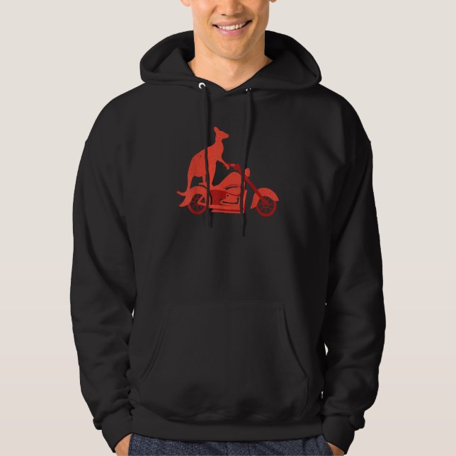 Motorcycle Kangaroo   Wildlife Animal Australia Hoodie (Framsida)