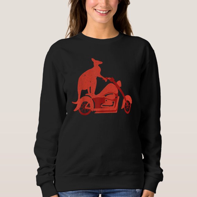 Motorcycle Kangaroo   Wildlife Animal Australia T Shirt (Framsida)