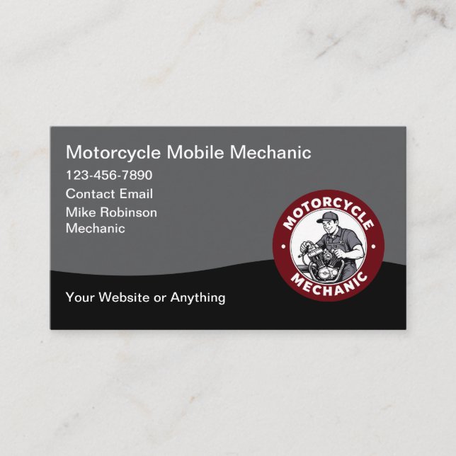 Motorcycle Mobile Mechanic Business Card Visitkort (Framsida)