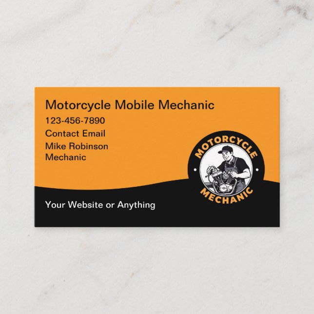 Motorcycle Mobile Mechanic Business Card Visitkort (Framsida)