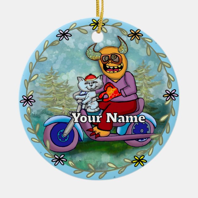 Motorcycle Monster Julgransprydnad Keramik (Framsidan)