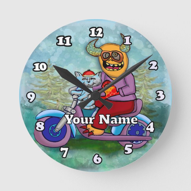 Motorcycle Monster Rund Klocka (Framsida)