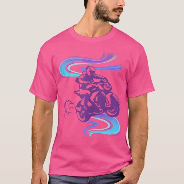 Motorcycle Motorcycles Motorbike Purple Whirl T Shirt (Framsida)