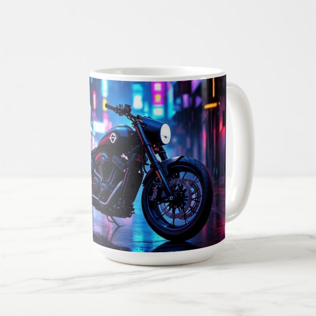 Motorcycle Night City  Kaffemugg (Framsida höger)