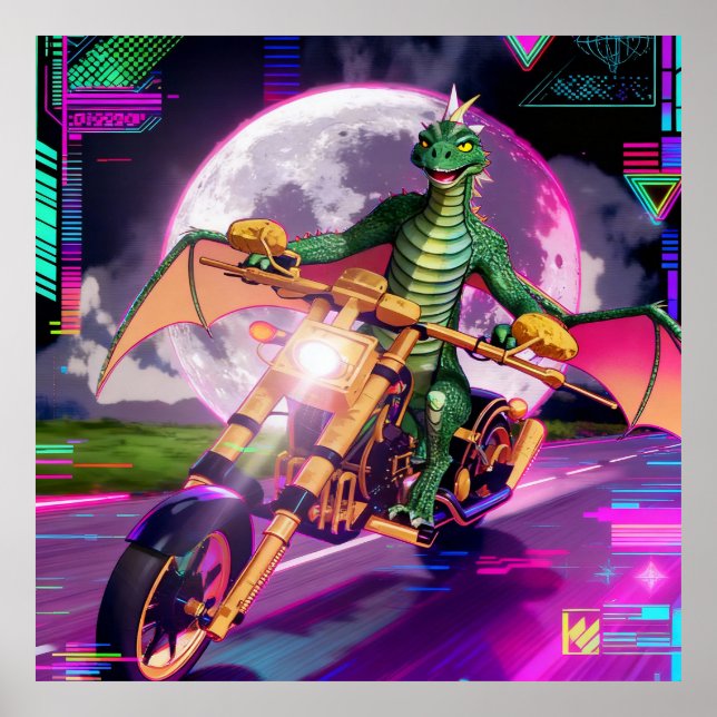 Motorcycle Racing Dragon Poster (Framsidan)