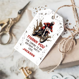 Motorcycle Red Dirt Bike Birthday Tack Presentetikett