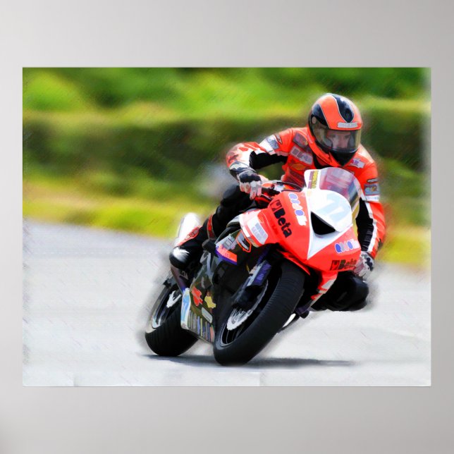 Motorcycle Red Racer Poster (Framsidan)