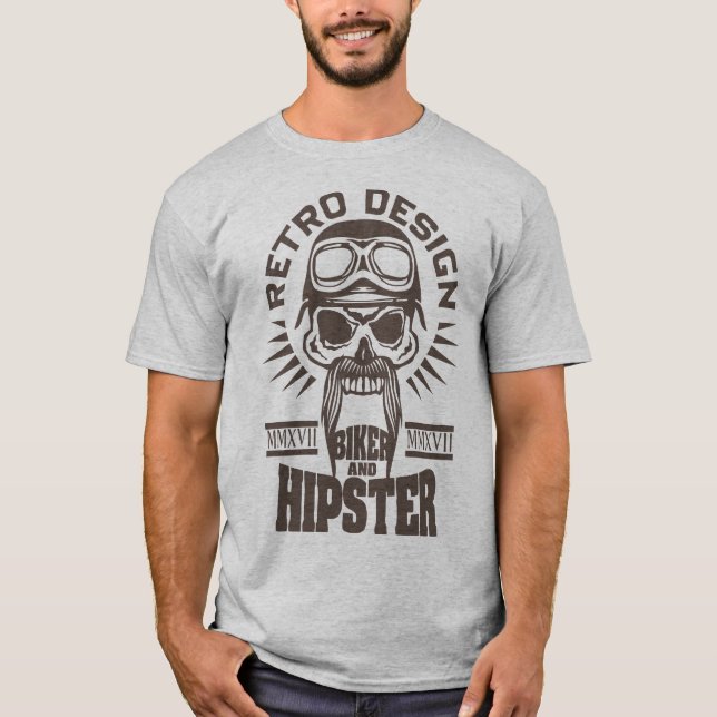 Motorcycle retro design biker and hipster t shirt (Framsida)