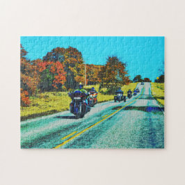 Motorcycle Rider Biker Road Resa Art Puzzle Pussel