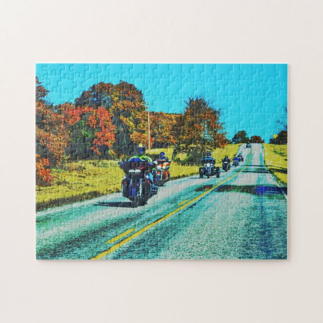 Motorcycle Rider Biker Road Resa Art Puzzle Pussel (Horisontell)